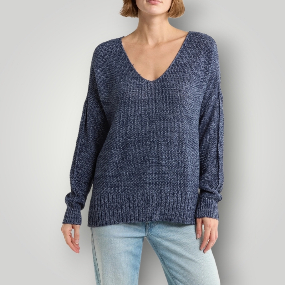Lucky Brand Sweater 2X Navy‎ Chunky Knit Coastal Grandmother Oversized
